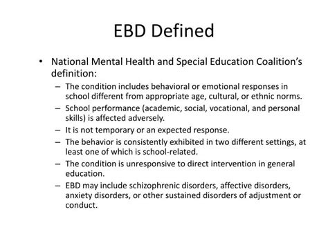 what is ebd|examples of ebd.